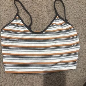 SHEIN Striped Camisole Top - Black, White, and Orange